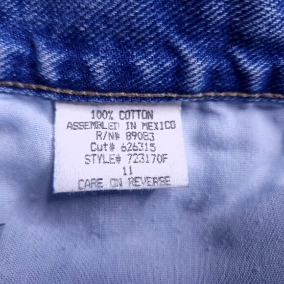 Vintage Curfew Womens Flare Jeans 11 Medium Wash Mid Rise Raw Hem Juniors - Picture 8 of 8